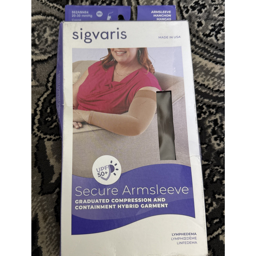 Sigvaris Secure Armsleeve, Cocoa, 20-30 MmHg, M4 Medium Full Long